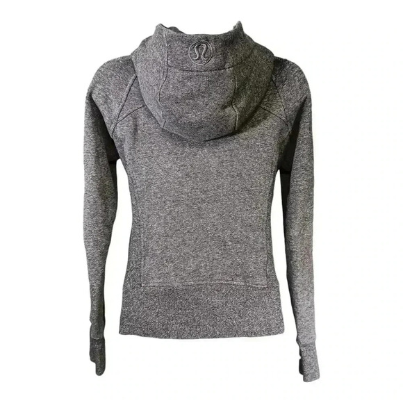 Lululemon Scuba Hoodie Light Cotton Fleece Heathered Speckled Black Women's 2 - Picture 2 of 6